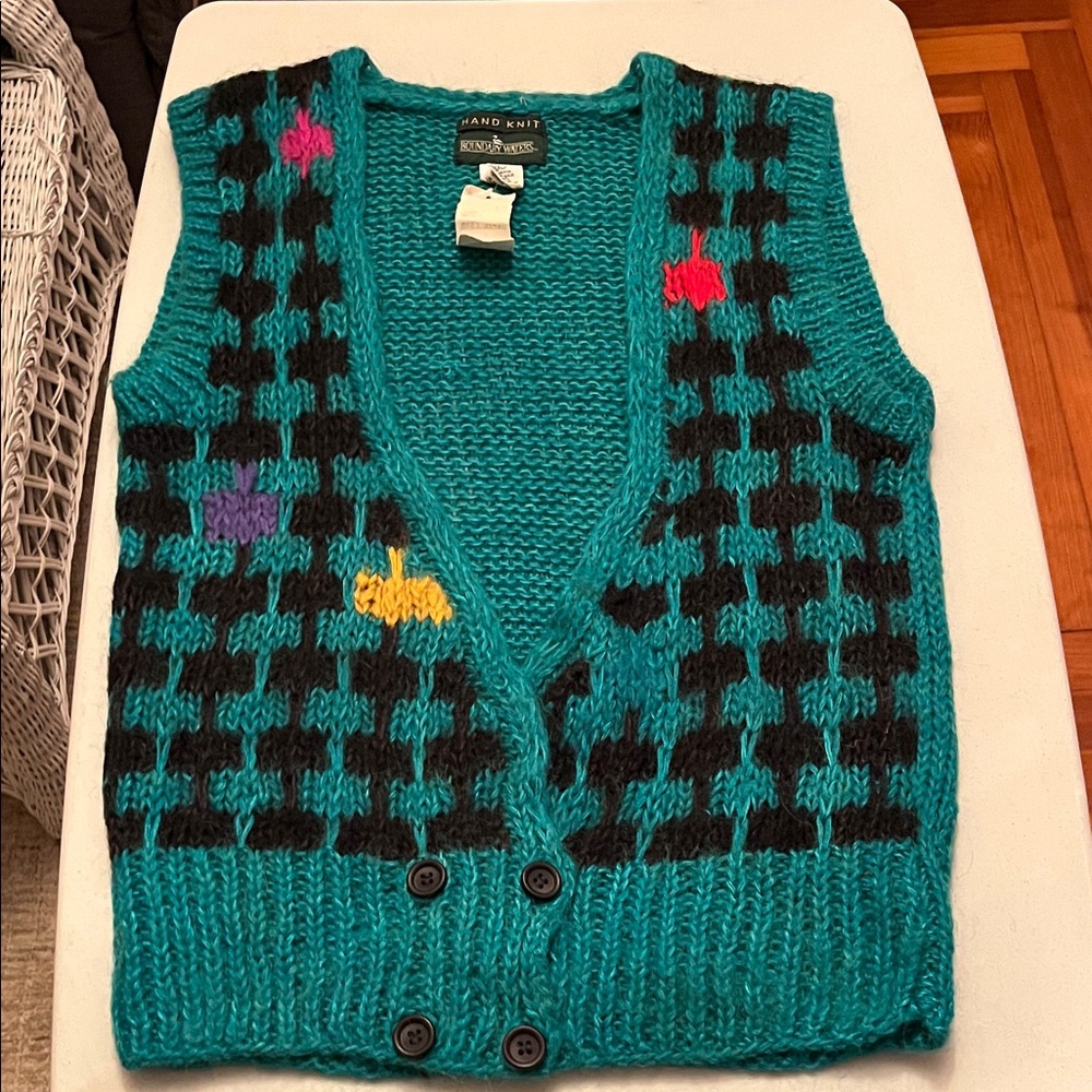 Boundary Waters Colorful Knit Vest with Four Button Closure
